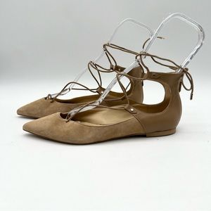 Sam Edelman Rosie Flats Pointed Toe Gladiator Lace-Up Vegan Faux Suede Size 8.5